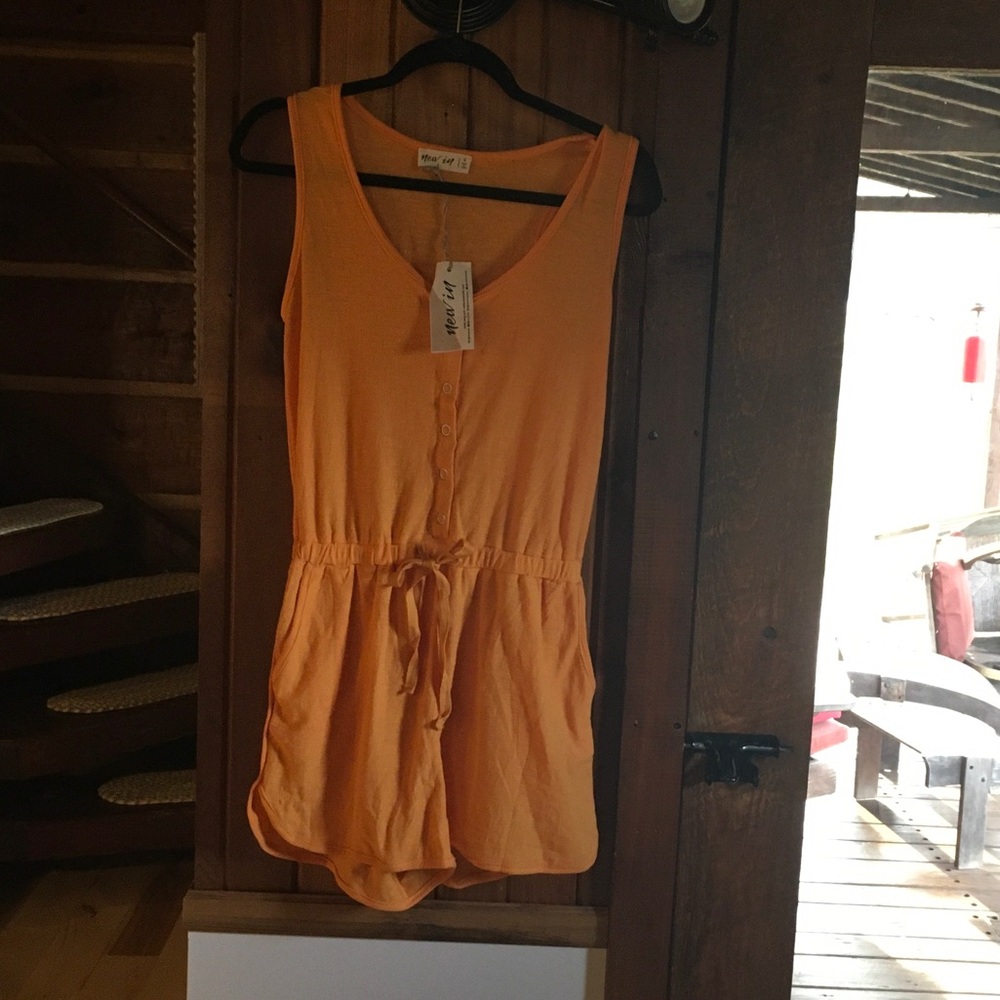 Orange Sleeveless Romper